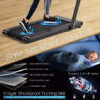 Costway 2-in-1 Folding Treadmill 2.25HP Jogging Machine w/ Dual LED Display Silver\Black\Blue