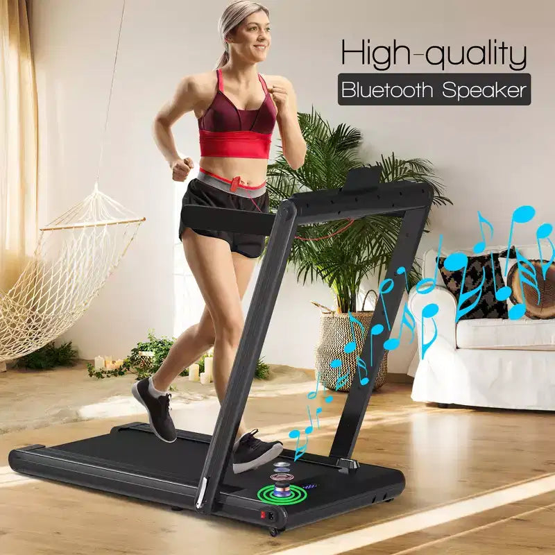 Costway 2-in-1 Folding Treadmill 2.25HP Jogging Machine w/ Dual LED Display Silver\Black\Blue