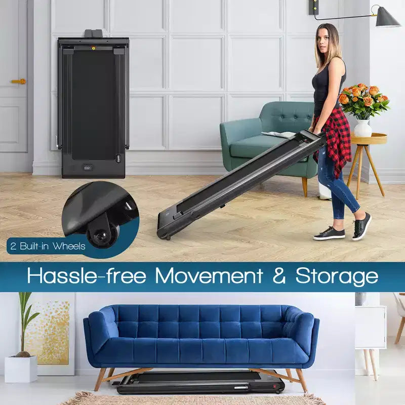 Costway 2-in-1 Folding Treadmill 2.25HP Jogging Machine w/ Dual LED Display Silver\Black\Blue