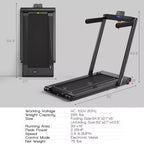 Costway 2-in-1 Folding Treadmill 2.25HP Jogging Machine w/ Dual LED Display Silver\Black\Blue