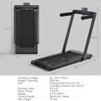 Costway 2-in-1 Folding Treadmill 2.25HP Jogging Machine w/ Dual LED Display Silver\Black\Blue