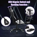 Costway Massage Gaming Chair Reclining Office Chair with Footrest White