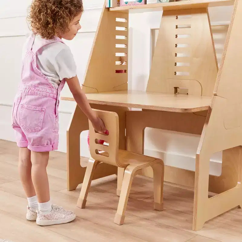 Sedia impilabile ECR4Kids in legno curvato, altezza seduta 25,4 cm, mobile Montessori, confezione da 2