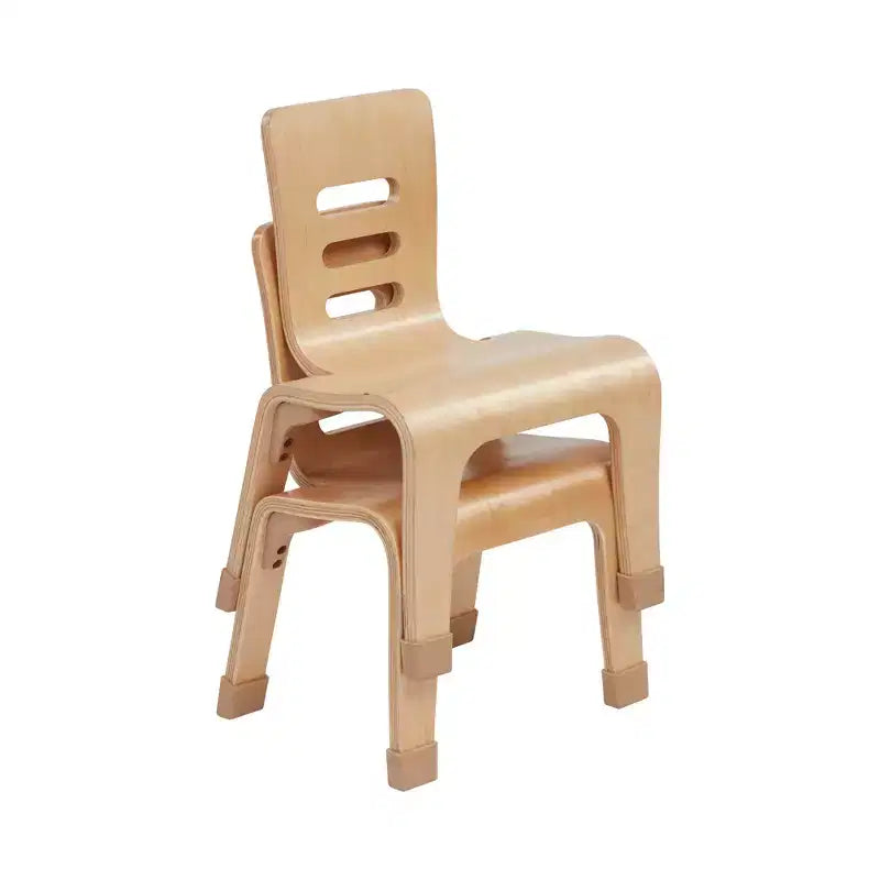Sedia impilabile ECR4Kids in legno curvato, altezza seduta 25,4 cm, mobile Montessori, confezione da 2