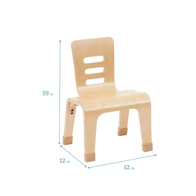 Sedia impilabile ECR4Kids in legno curvato, altezza seduta 25,4 cm, mobile Montessori, confezione da 2