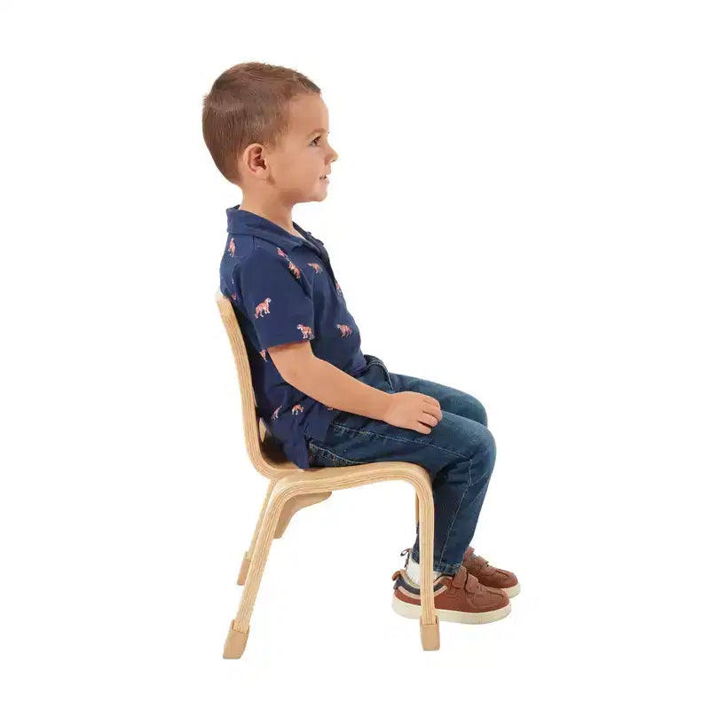 Sedia impilabile ECR4Kids in legno curvato, altezza seduta 25,4 cm, mobile Montessori, confezione da 2