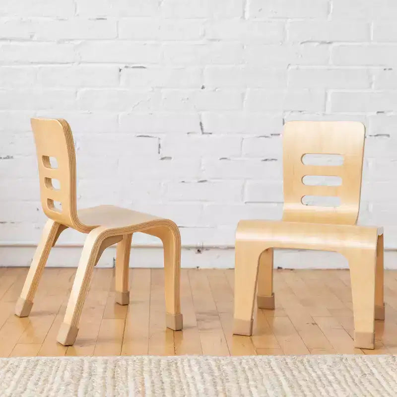 Sedia impilabile ECR4Kids in legno curvato, altezza seduta 25,4 cm, mobile Montessori, confezione da 2