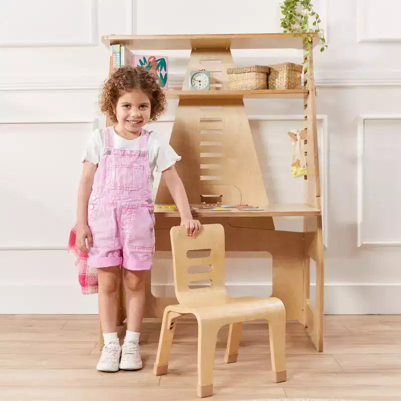 Sedia impilabile ECR4Kids in legno curvato, altezza seduta 25,4 cm, mobile Montessori, confezione da 2