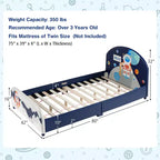 Costway Kids Upholstered Platform Bed Children Twin Size Wooden Bed Astronaut Pattern