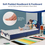 Costway Kids Upholstered Platform Bed Children Twin Size Wooden Bed Astronaut Pattern