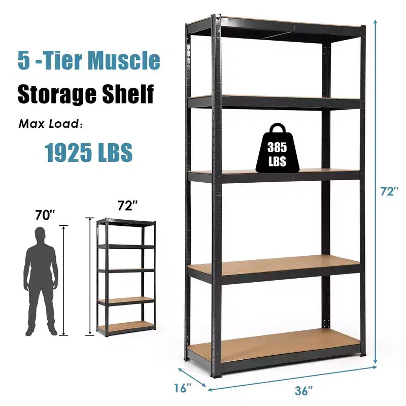 Costway 72'' Heavy Duty Storage Shelf Steel Metal Garage Rack 5 Level Adjustable