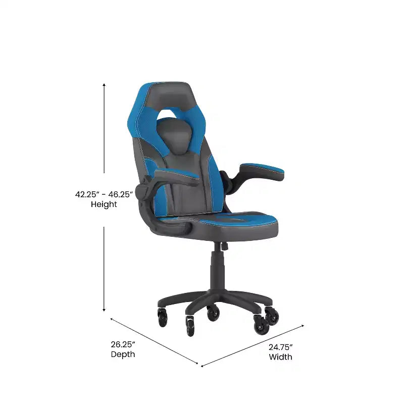 Flash Furniture X10 Gaming Chair Racing Office Computer PC Adjustable Chair with Flip-up Arms and Transparent Roller Wheels