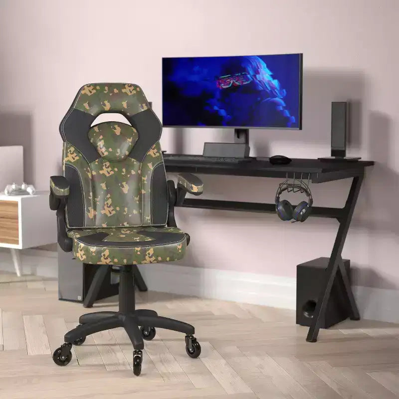 Flash Furniture X10 Gaming Chair Racing Office Computer PC Adjustable Chair with Flip-up Arms and Transparent Roller Wheels