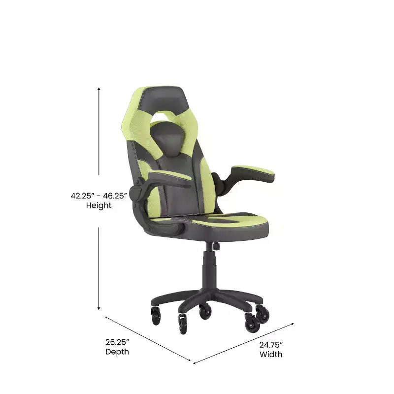 Flash Furniture X10 Gaming Chair Racing Office Computer PC Adjustable Chair with Flip-up Arms and Transparent Roller Wheels