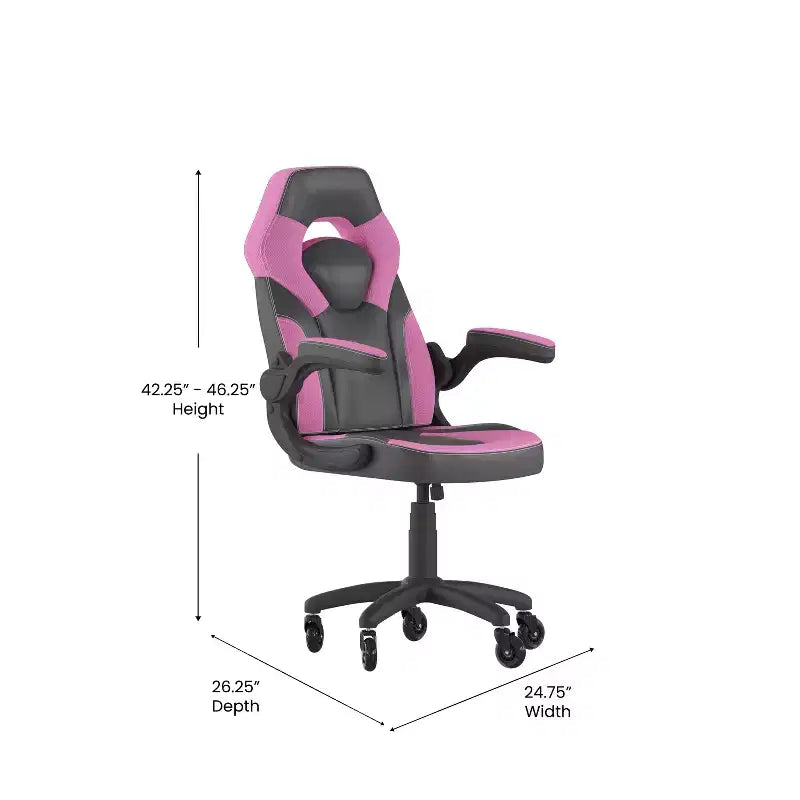 Flash Furniture X10 Gaming Chair Racing Office Computer PC Adjustable Chair with Flip-up Arms and Transparent Roller Wheels