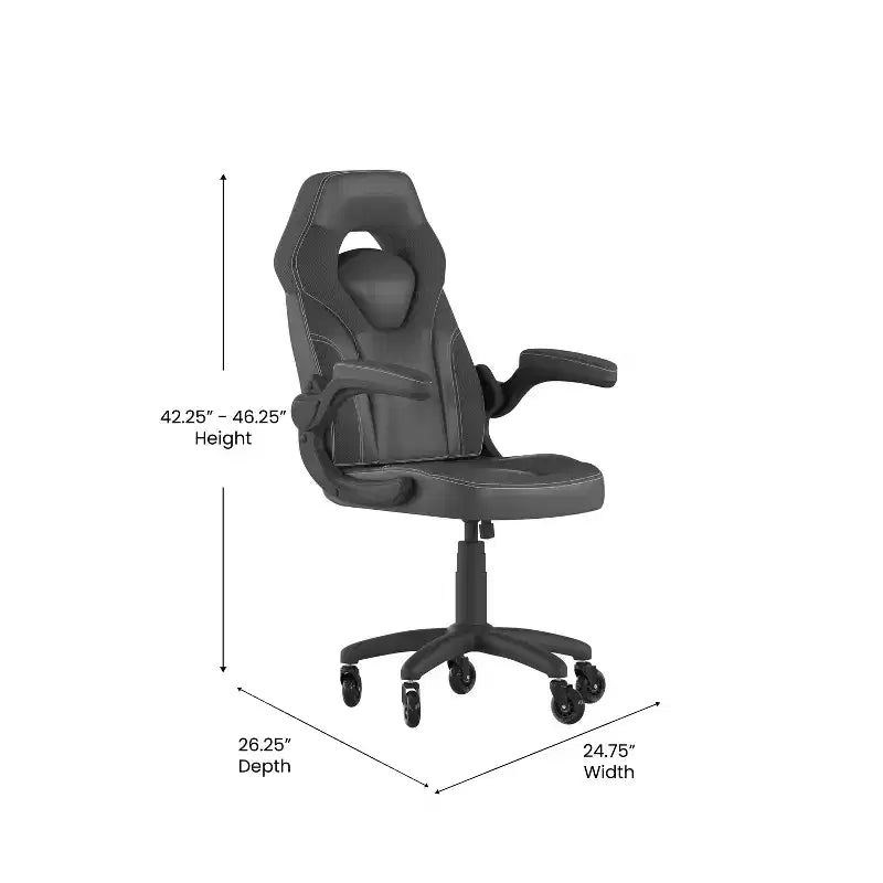 Flash Furniture X10 Gaming Chair Racing Office Computer PC Adjustable Chair with Flip-up Arms and Transparent Roller Wheels