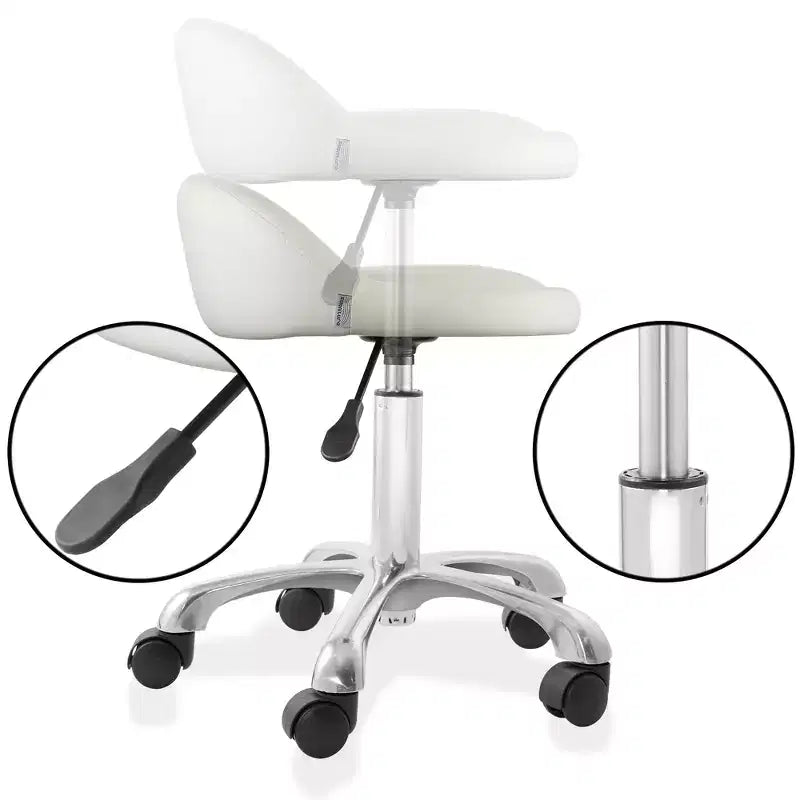 Saloniture Rolling Hydraulic Salon Stool with Low Backrest - Adjustable Swivel Chair for Spa or Medical Office