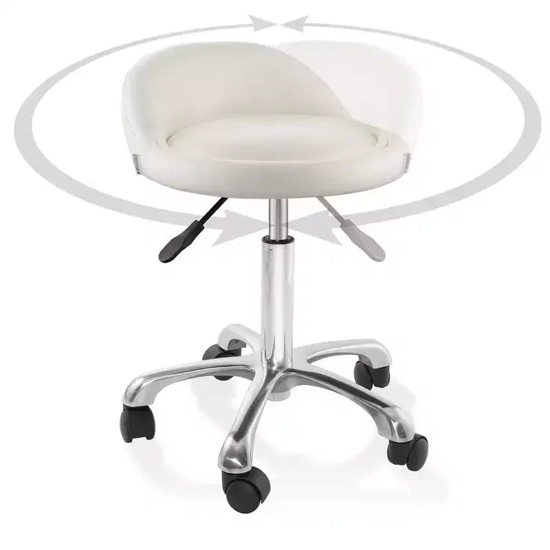 Saloniture Rolling Hydraulic Salon Stool with Low Backrest - Adjustable Swivel Chair for Spa or Medical Office