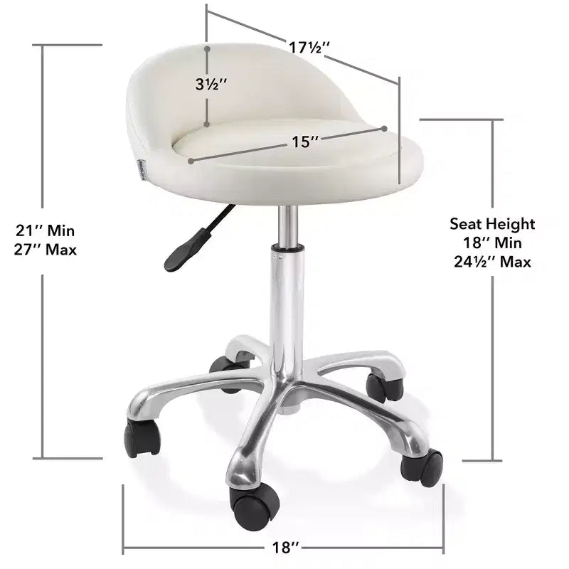 Saloniture Rolling Hydraulic Salon Stool with Low Backrest - Adjustable Swivel Chair for Spa or Medical Office