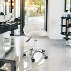 Saloniture Rolling Hydraulic Salon Stool with Low Backrest - Adjustable Swivel Chair for Spa or Medical Office