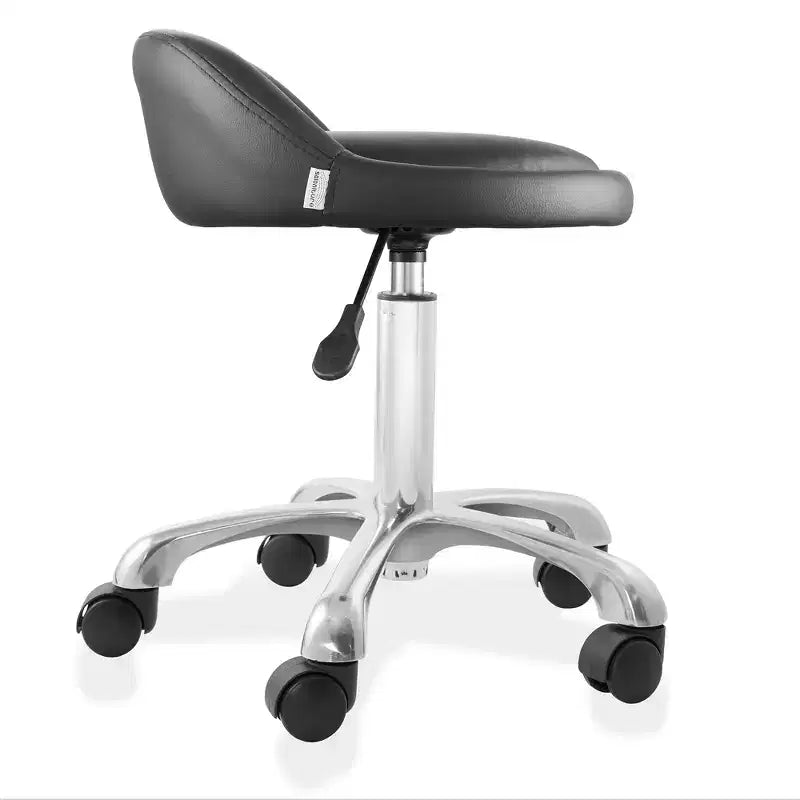 Saloniture Rolling Hydraulic Salon Stool with Low Backrest - Adjustable Swivel Chair for Spa or Medical Office