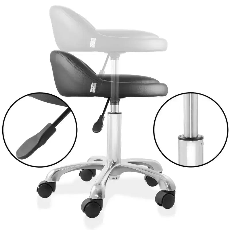 Saloniture Rolling Hydraulic Salon Stool with Low Backrest - Adjustable Swivel Chair for Spa or Medical Office