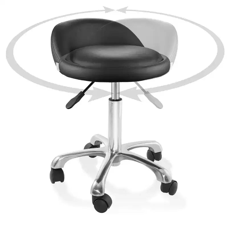 Saloniture Rolling Hydraulic Salon Stool with Low Backrest - Adjustable Swivel Chair for Spa or Medical Office