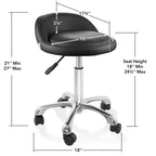 Saloniture Rolling Hydraulic Salon Stool with Low Backrest - Adjustable Swivel Chair for Spa or Medical Office