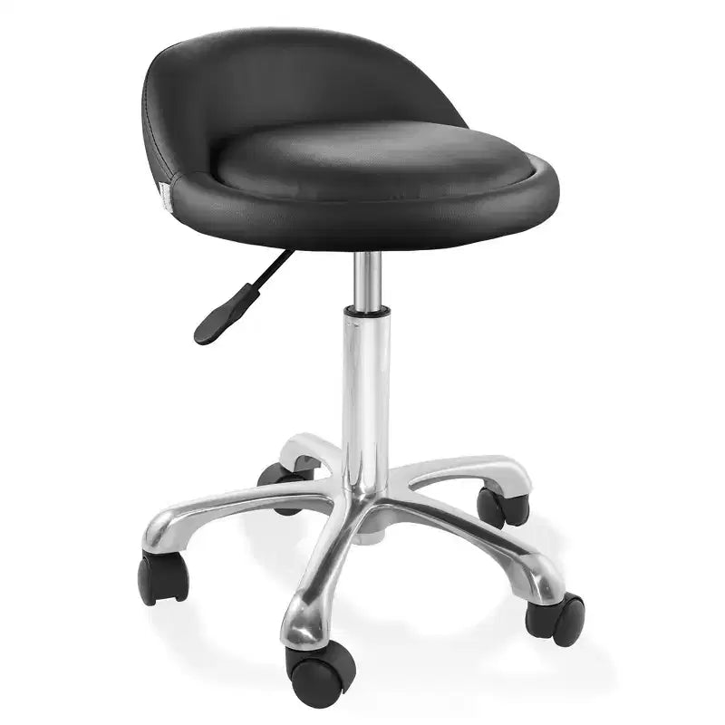 Saloniture Rolling Hydraulic Salon Stool with Low Backrest - Adjustable Swivel Chair for Spa or Medical Office