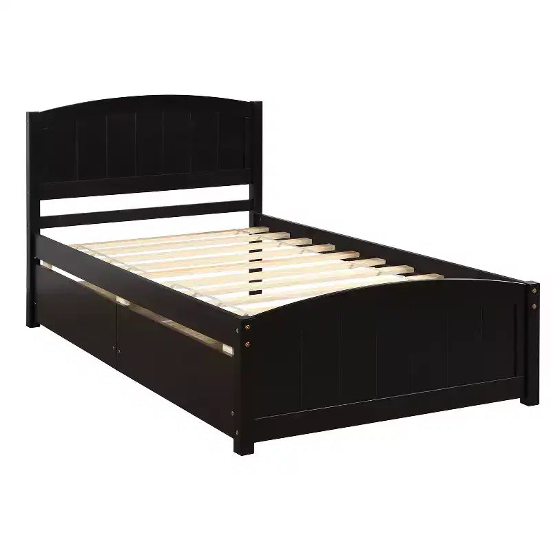 Base letto a piattaforma singola con due cassetti-ModernLuxe