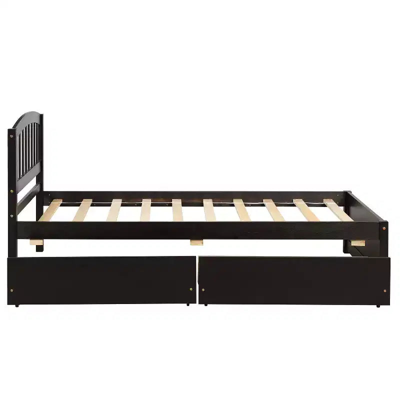 Base letto a piattaforma singola con due cassetti-ModernLuxe