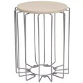 Sunnydaze Steel Wire Indoor End Table with Faux Woodgrain Tabletop - 17.75 H - Cream