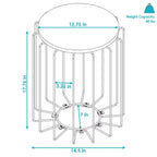 Tavolino da salotto Sunnydaze in filo di acciaio con piano in finto legno – 45 cm H – Crema