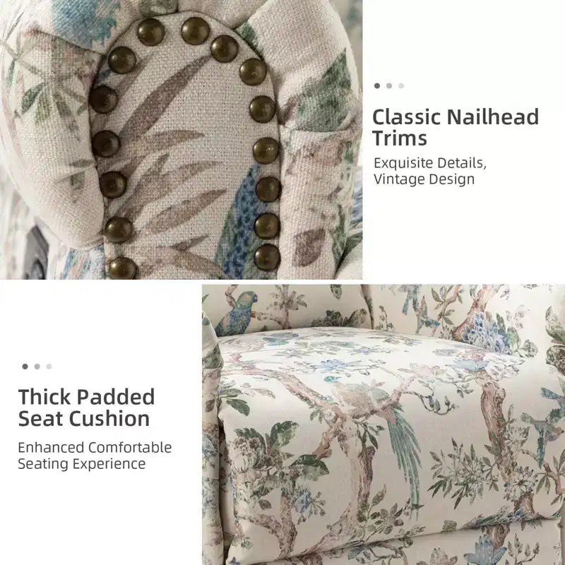Franciscus Manual Swivel Transitional Glider Recliner with Nailhead Trims and Swivel Base | KARAT HOME