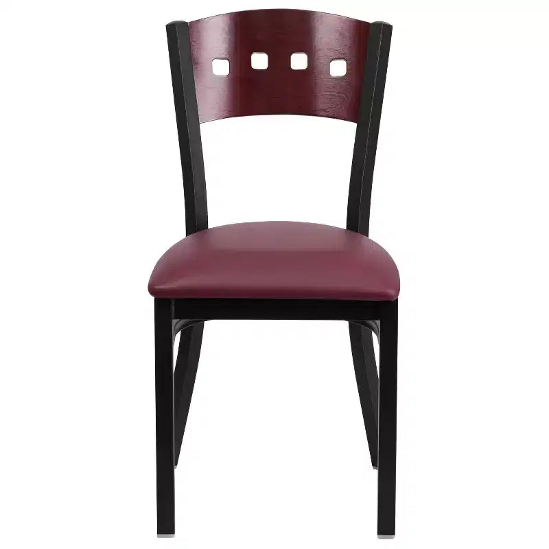 Flash Furniture 4 Pk. Hercules Series Black Decorative 4 Square Back Metal Restaurant Chair
