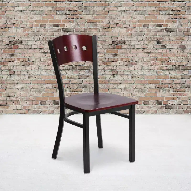 Flash Furniture 4 Pk. Hercules Series Black Decorative 4 Square Back Metal Restaurant Chair
