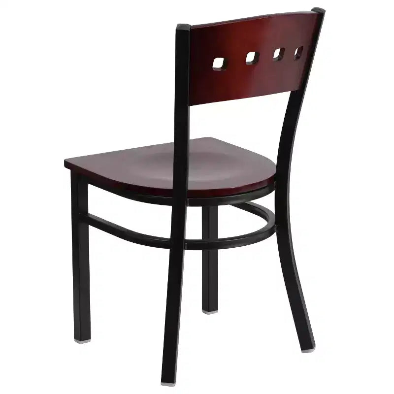 Flash Furniture 4 Pk. Hercules Series Black Decorative 4 Square Back Metal Restaurant Chair