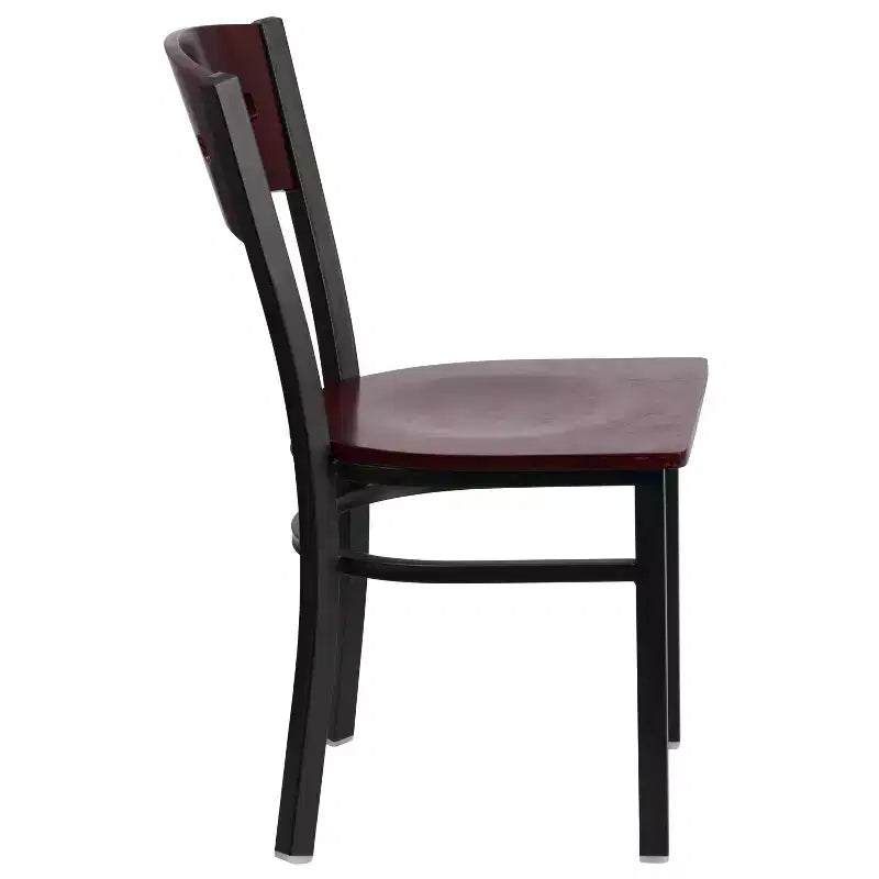 Flash Furniture 4 Pk. Hercules Series Black Decorative 4 Square Back Metal Restaurant Chair