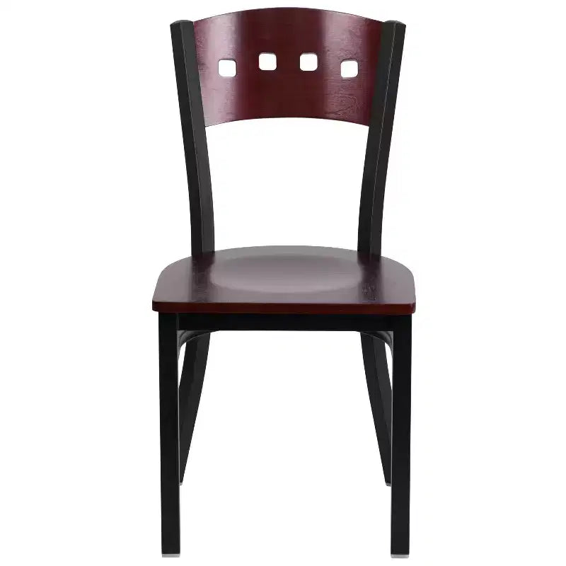 Flash Furniture 4 Pk. Hercules Series Black Decorative 4 Square Back Metal Restaurant Chair