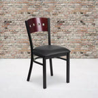 Flash Furniture 4 Pk. Hercules Series Black Decorative 4 Square Back Metal Restaurant Chair