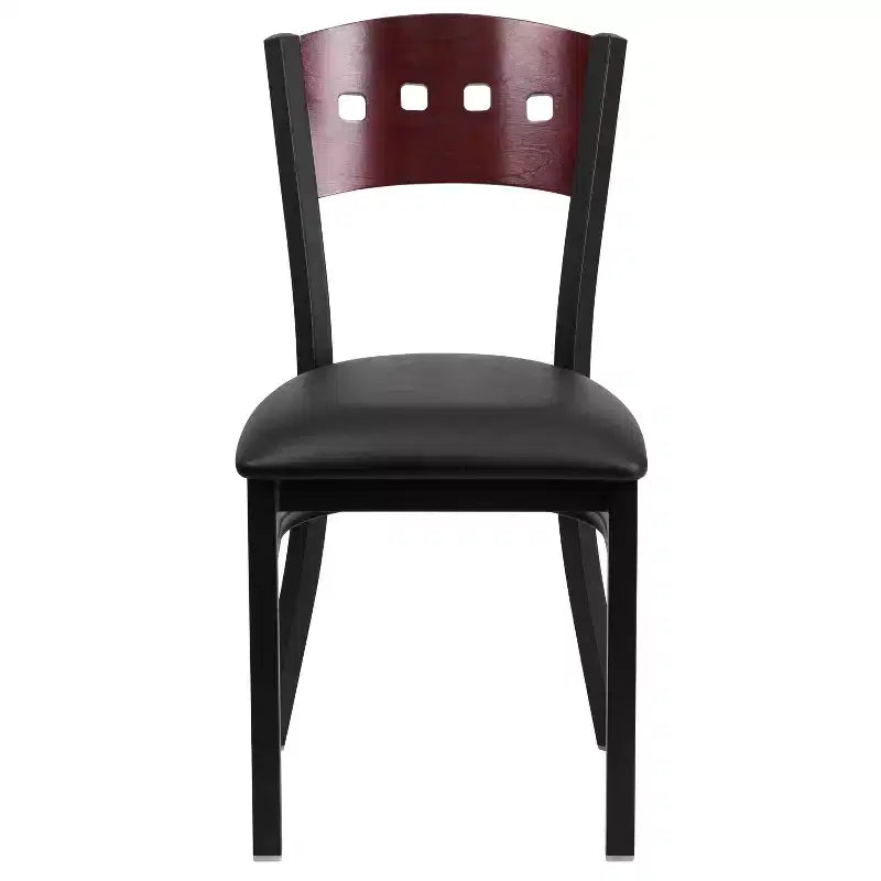 Flash Furniture 4 Pk. Hercules Series Black Decorative 4 Square Back Metal Restaurant Chair