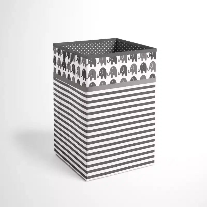 Bacati - Elephants White/Gray Collapsible Laundry Hamper