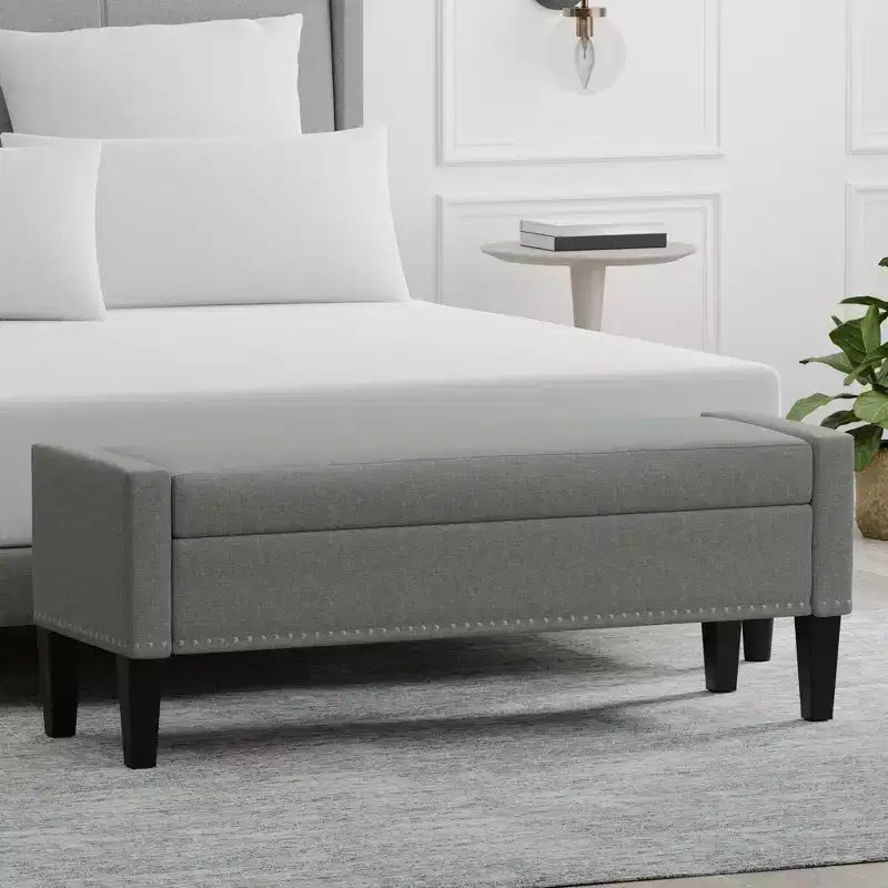 Glenwillow Home 52 Upholstered Storage Bench With Truncated Arms