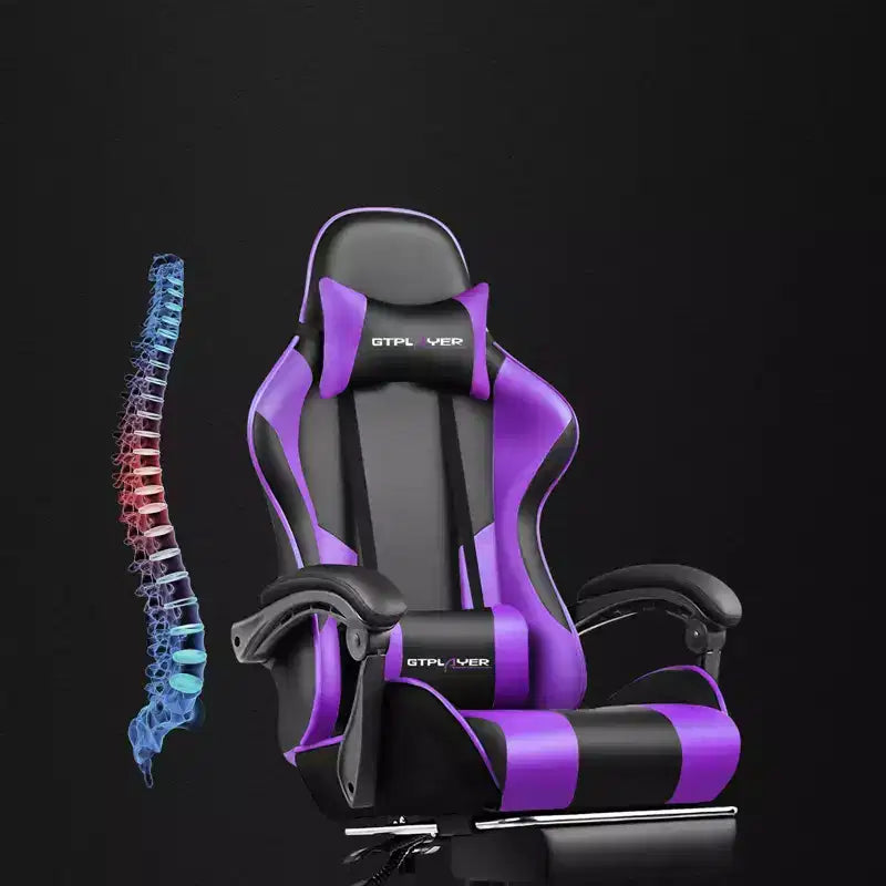 Gaming Chair with Footrest and Ergonomic Lumbar Massage Pillow PU Leather Office Chair - GTRACING