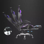 Gaming Chair with Footrest and Ergonomic Lumbar Massage Pillow PU Leather Office Chair - GTRACING