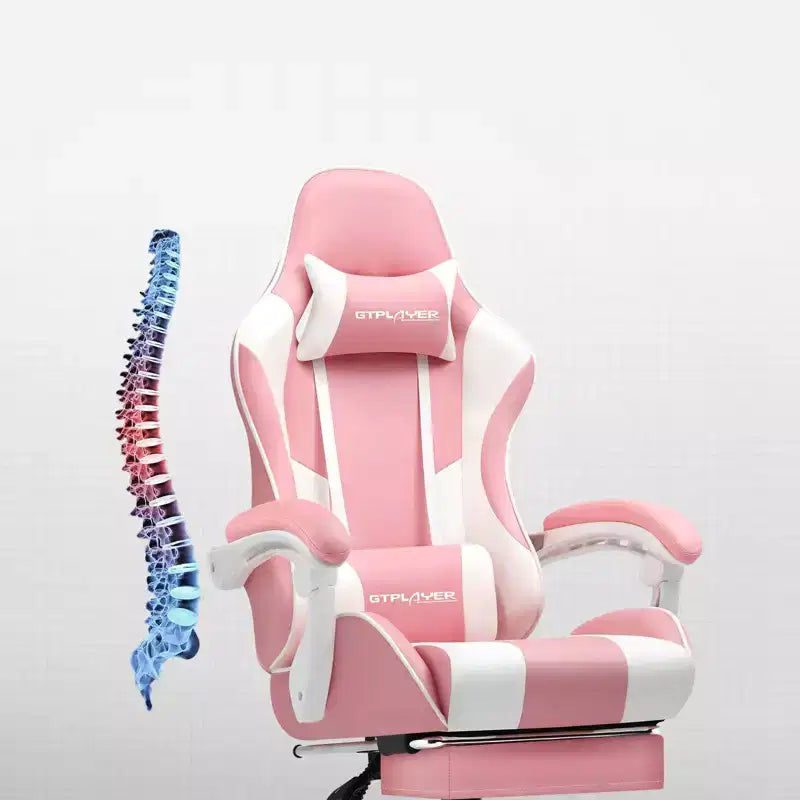 Gaming Chair with Footrest and Ergonomic Lumbar Massage Pillow PU Leather Office Chair - GTRACING