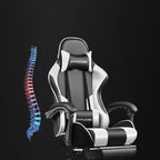 Gaming Chair with Footrest and Ergonomic Lumbar Massage Pillow PU Leather Office Chair - GTRACING