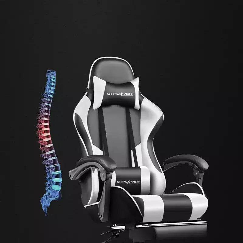 Gaming Chair with Footrest and Ergonomic Lumbar Massage Pillow PU Leather Office Chair - GTRACING