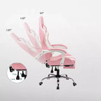 Gaming Chair with Footrest and Ergonomic Lumbar Massage Pillow PU Leather Office Chair - GTRACING