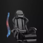 Gaming Chair with Footrest and Ergonomic Lumbar Massage Pillow PU Leather Office Chair - GTRACING